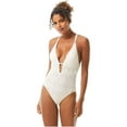 thumbnail image 2 of Women's Vince Camuto V90713 Crochet Lace Plunging V Neck One Piece Swimsuit (Ivory 12), 2 of 3