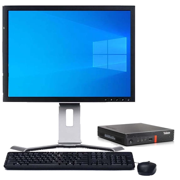 Restored Lenovo ThinkCentre Micro Desktop Computer | Windows 11 Pro | AMD Quad Core Processor | 8GB RAM | 256GB SSD | 17" LCD (Refurbished)