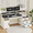 Black and White, variant on Farmhouse Computer Desk with Drawers, 65'' Home Office Desk with Power Outlets, Storage Cabinet and Printer Stand, Study Writing Desks with Long Monitor Stand, Black