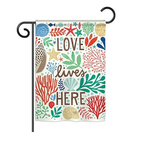 Breeze Decor BD-NA-G-107064-IP-BO-DS02-US 13 x 18.5 in. Love Lives Here Coastal - Everyday Nautical Impressions, Decorative Vertical Garden Flag