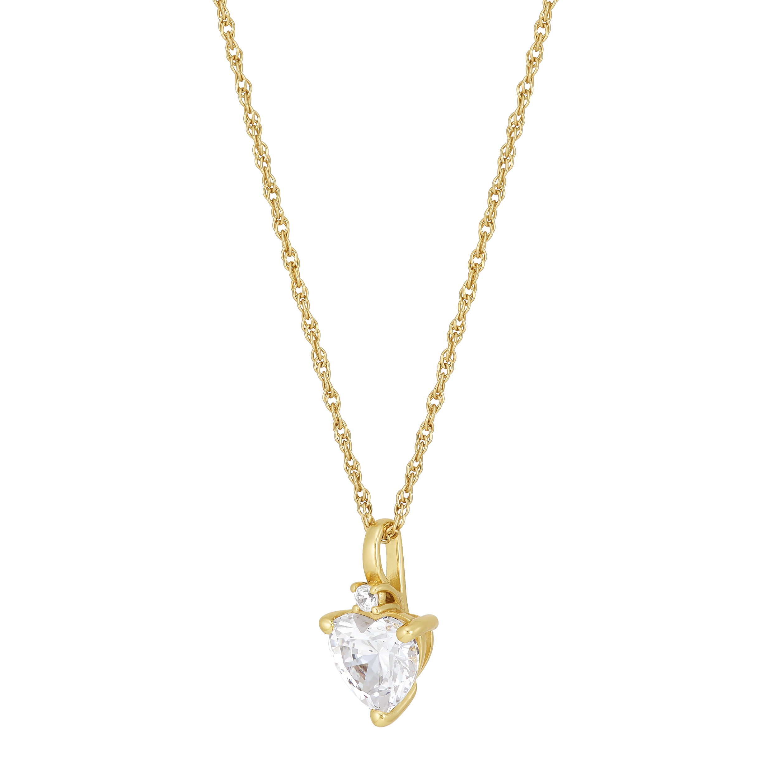 Brilliance Fine Jewelry Cubic Zirconia Heart Pendant in 14KT Gold Plated Sterling Silver
