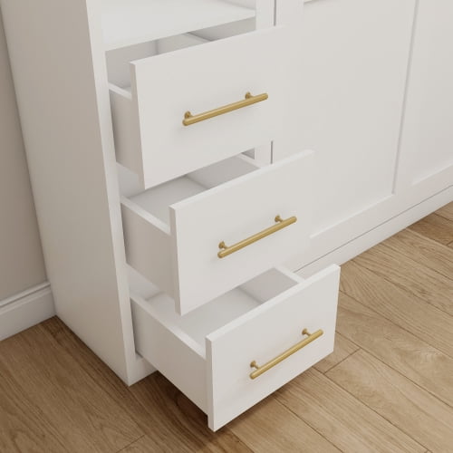 Queen Size Murphy Wall Bed with Single Side Cabinet, Invisible Automatic Bed Frame, Space Saving Home Furniture