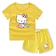 thumbnail image 2 of Hello Kitty-Camiseta informal con cuello redondo y pantalones cortos para niños y niñas, conjunto de camisa de fondo absorbente de algodón puro, informal, 2 of 4