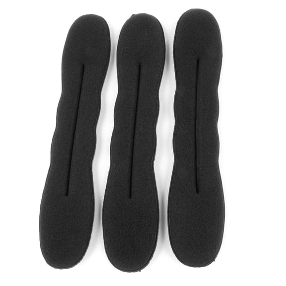 3pcs Lady Black DIY Hair Hairstyle Sponge Donut Ponytail Bun Tie Maker Holder 9"