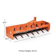Titan Attachments 3 Point 7FT Rear Box Blade Scraper Grader, Category 0 and 1, 7 Scarifier Teeth, Reversible Cutting Edge, For Moving Dirt, Backfilling Holes, Spreading Soil, Leveling and Grading