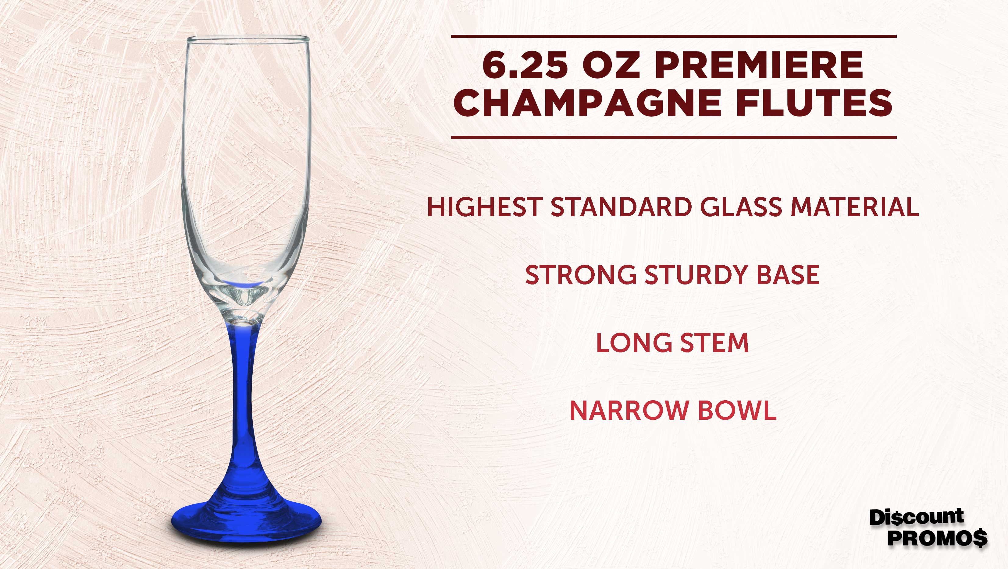 Champagne Flute 6.25 oz. Set of 10, Bulk Pack - Great for Cocktails, Weddings, Party Favors - Blue