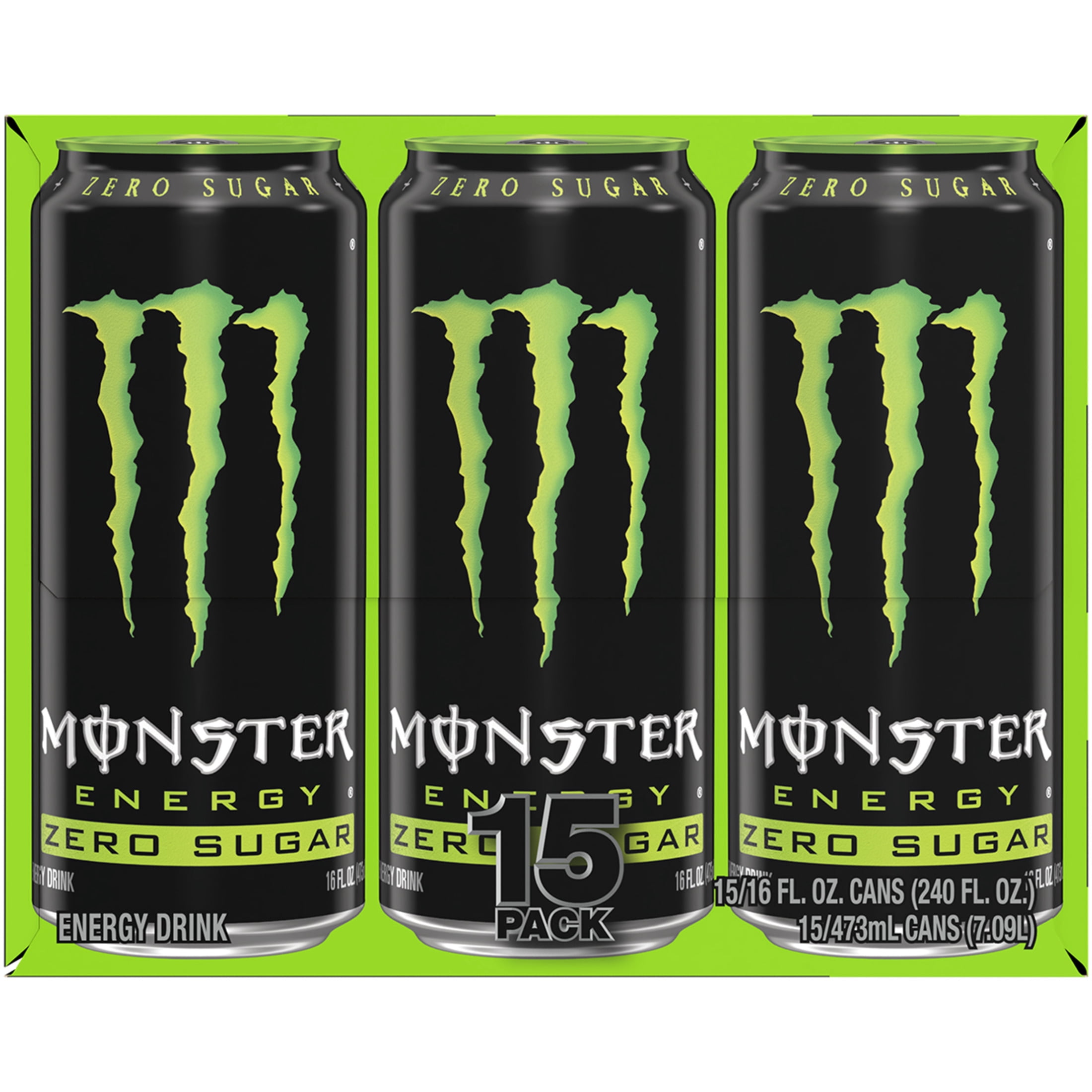 Monster Energy Energy Drink, Zero Sugar, 15-Pack, 16 Oz Cans