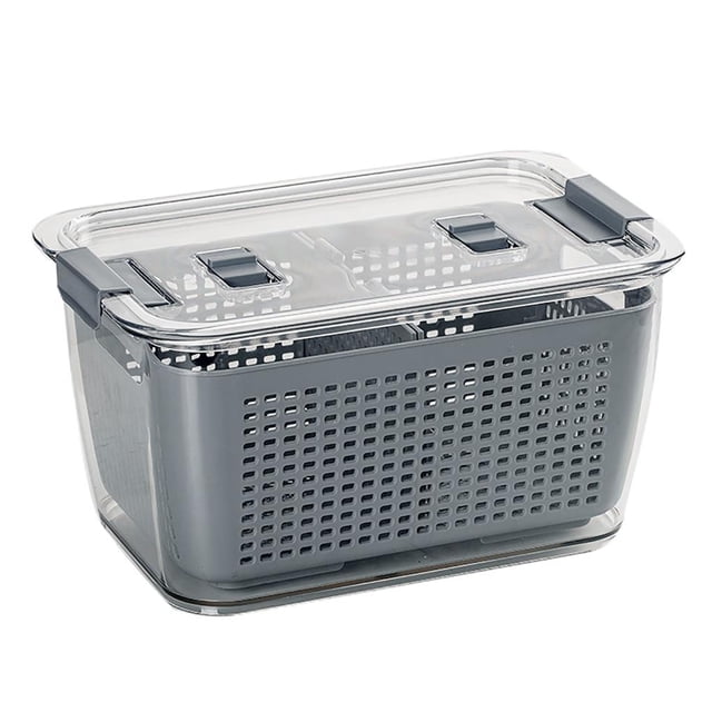 Bewildely Contenedor escurridor de alimentos frescos, cesta de almacenamiento de frutas y verduras, contenedor organizador para refrigerador Organizadores de utensilios de cocina 5.8L Bewildely HA026893-02