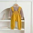 thumbnail image 2 of Girls Pants Baby Knit Jumpsuit Overalls Suspender Sweater Romper Fall Winter Outfits Girls Fashion,Color:Yellow,Size:6-12 Months, 2 of 4