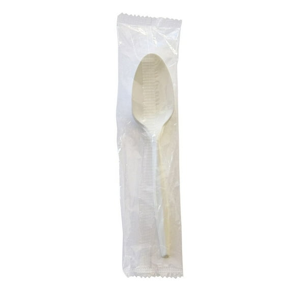 Boardwalk BWKSPOONMWPPIW 5.31 in. Mediumweight Wrapped Polypropylene Plastic Spoon Cutlery - White (1000/Carton)
