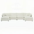 thumbnail image 6 of Modern U-Shaped Couch with Reversible Chaise, White Chenille, 220×80×75cm, 6 of 10