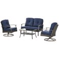 thumbnail image 1 of CoSoTower 4 PCS Patio PE Rattan Wicker Sofa Set Outdoor Conversation Furniture w/ Two Tier Tea Table & Cushions, Navy Blue, 1 of 7