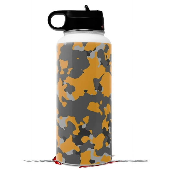 Skin Wrap Decal compatible with Hydro Flask Wide Mouth Bottle 32oz WraptorCamo Old School Camouflage Camo Orange (BOTTLE NOT INCLUDED)