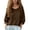 C-Brown250, variant on Button Up Shirts Women Crew Neck T Shirt Casual Solid Color 3/4 Sleeve Linen Basic Top Summer Beach Vacation Clothes Versatile Tops
