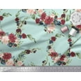 thumbnail image 2 of Soimoi Green polyester Crepe Fabric Ranunculus & Penoy Floral Print Print Fabric By the Yard 52 Inch Wide, 2 of 3