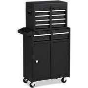 Costway 2 in 1 Tool Chest & Cabinet with Sliding Drawers Rolling Garage Organizer Black