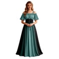 thumbnail image 2 of Renaissance Dress Women Short Sleeve Cold Shoulder Underbust Corset Dresses Vintage Victorian Goth Halloween Maxi Dress, 2 of 7