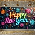 thumbnail image 3 of Neon Light Happy New Year Banner Colorful Fireworks New Year Banner Confetti Design Ribbon Decor Celebration Banner for New Year Party Holiday Celebration Indoor Decoration, 3 of 9