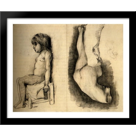 Seated Girl and Venus 34x28 Large Black Wood Framed Print Art by Vincent van Gogh