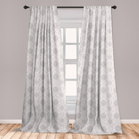 Window Curtains Style Grey Curtains 2 Panels Set, Classic Victorian Floral Patterns Tulips Nostalgic Romantic Modern in Vintage Style Bohemian, Window Drapes for Living Room Bedroom, Grey, by Ambesonne ()