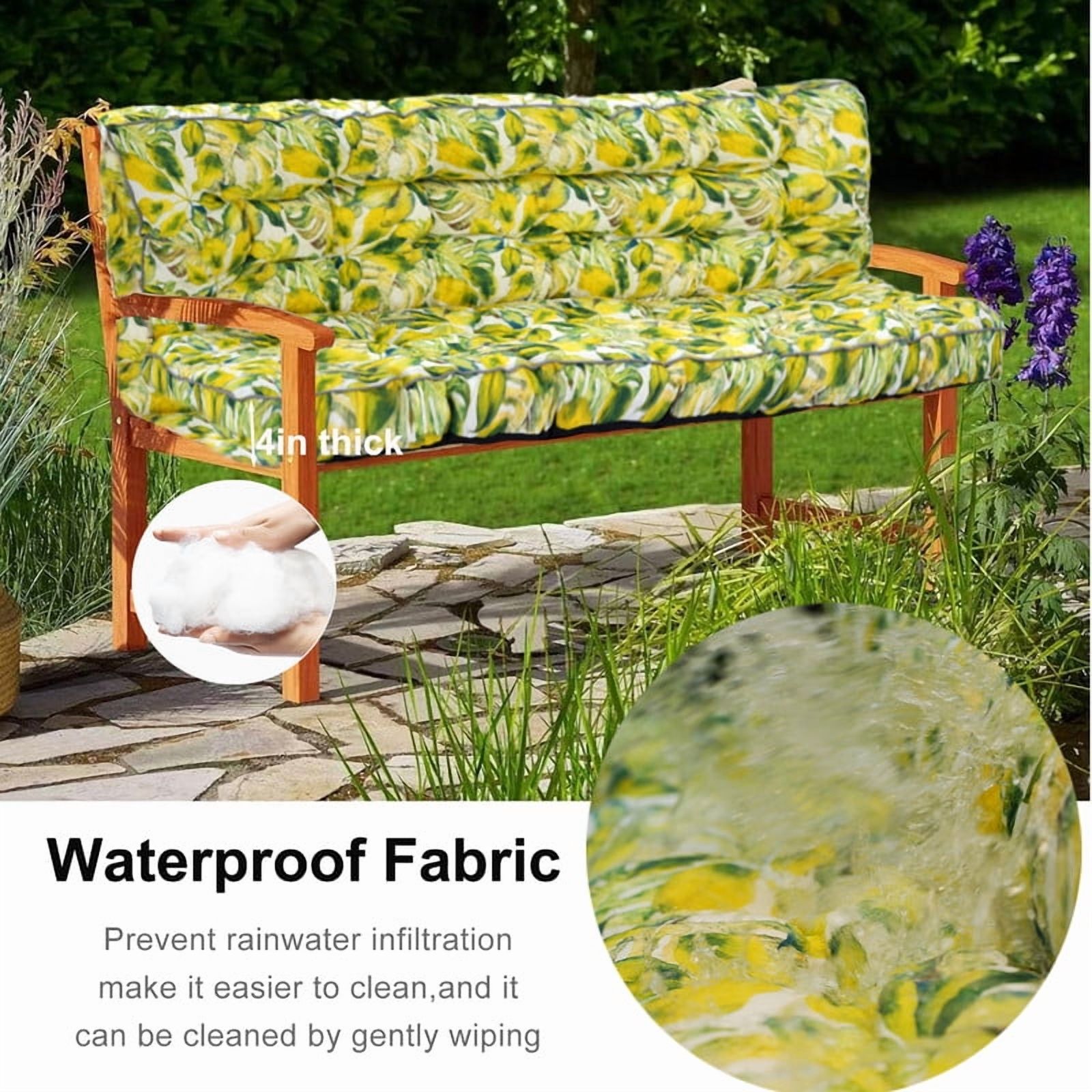 Outdoor Porch Swing Cushions, 4" thick patio swing cushions 3 Seater for outdoor furniture, Waterproof Bench Replacement Cushion with Ties(Caisu-63×40in)