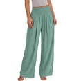 thumbnail image 2 of Sundazz Wide Leg Pants for Women Summer Smocked Waisted Palazzo Pants Baggy Flowy Trousers, XS-XL, 2 of 8