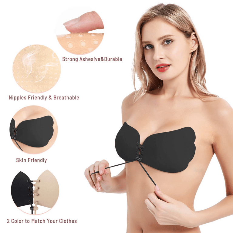 2 Pieces Strapless Bra Women's Adhesive Bra, Push Up Breathable