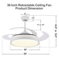 thumbnail image 3 of 36'' LED Retractable Blades Ceiling Fan with Remote Control and Light Kit Included, 3 of 7