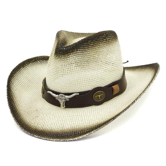 Cowboy Hat Classic Roll Up Hat Western Cowboy Straw Brim Western Hat Cowboy Hat Western Cowboy Straw Hat for Men Women Summer Sunscreen Sun Hat Cowgirl Hat