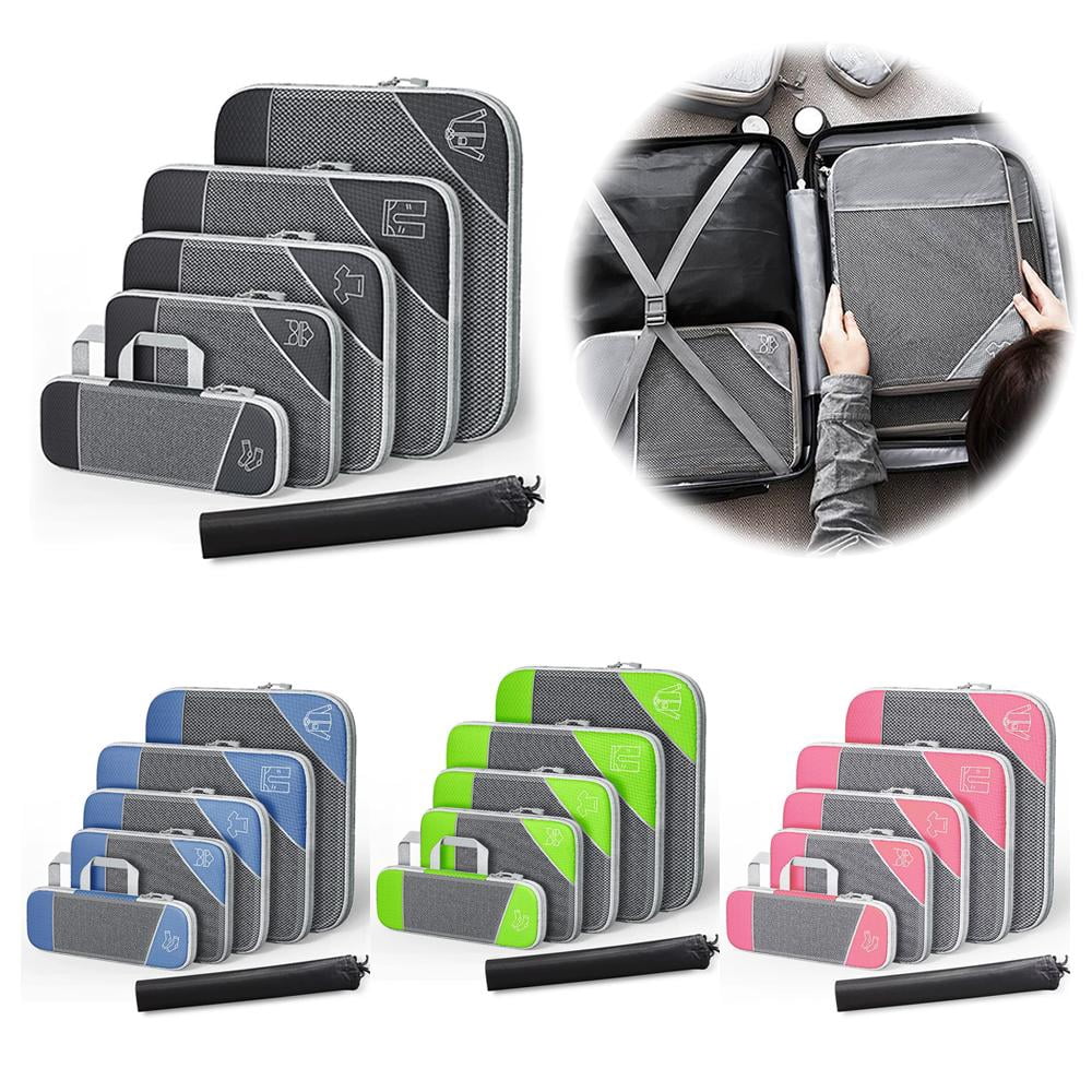 QHUDLV Compression Packing Cubes for Travel, Compressible Space-Saving Packing Cubes, Luggage Organizer, Travel Essentials for Women