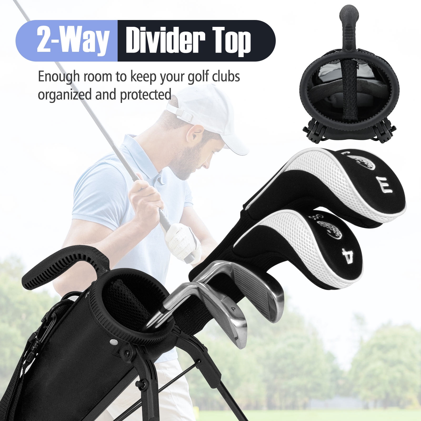 Gymax Lightweight Golf Stand Bag Par 3 & Executive Courses Carry Bag Shoulder Strap Gray