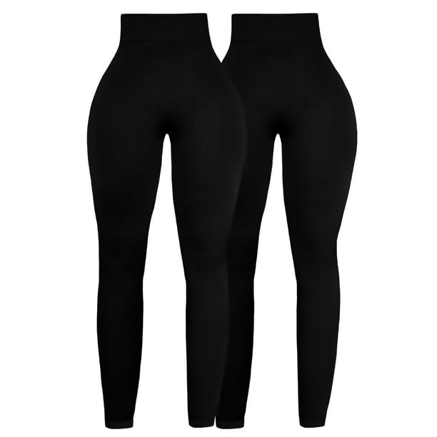 Pack de 2 Piezas Leggins Térmicos De Mujer Legging Faja Mallas Afelpadas Dama