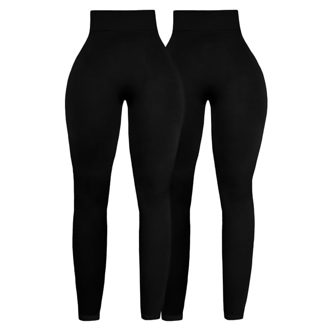 Pack de 2 Piezas Leggins Térmicos De Mujer Legging Faja Mallas Afelpadas Dama