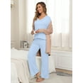 thumbnail image 4 of MINTREUS Pajamas Women's Long Sleeve Pj Set Soft 2 Piece Loungewear Sleepwear with Pockets, 4 of 5