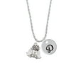 thumbnail image 2 of Delight Jewelry Silvertone Dog Angel Silvertone Script Initial Disc - D - Charm Necklace, 20"+3", 2 of 4