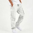 thumbnail image 2 of HAOTAGS Boys Cargo Pants with Pockets, Elastic Waist Solid Color Casual Sweatpants White Size 5T, 2 of 8