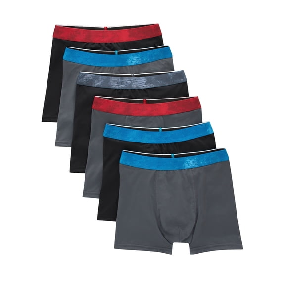 Hanes Boys' Performance Tween Boxer Briefs Pack, X-Temp, Assorted, 6-Pack S