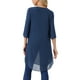 thumbnail image 3 of INSPIRAR CHIC Blusa de Chifón Asimétrica de Cuello Redondo para Mujer con Mangas de 3/4 y Volantes, Alta y Baja, Azul Oscuro, L, 3 of 6
