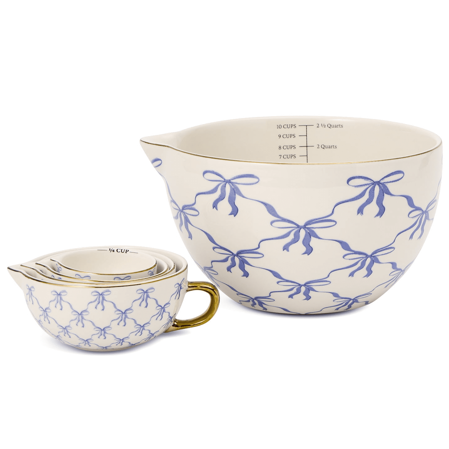 Thyme & Table 5-Piece Ceramic Mixing Bowl Set. Bows