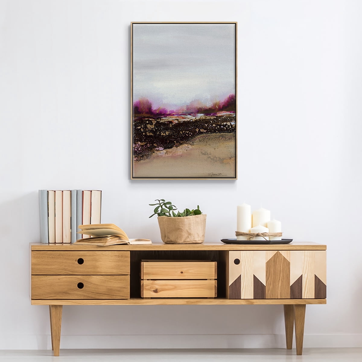 Reflections of My Mind Framed Premium Gallery Wrapped Canvas - Ready to Hang - 17 x 25 - Natural Wood Floating Frame