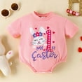 thumbnail image 2 of Easter Boy Outfit Funny Bunny Letter Embroier Short Sleeve Romper Bodysuit Easter Gifts for Babies 0-3 Months, 2 of 7