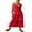 Red, variant on Fortune Women Boho Flowy Long Dress Flower Embroidery Dress Halter Neck Backless Swing Dresses