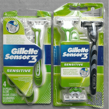 Gillette Sensor3 Sensitive Men's Disposable Razor, 4 Razors, 2-Pack