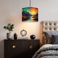 thumbnail image 5 of Fantastic Linen Drum Lampshades Rainbow Sunset Mountains Lake Fantasy Landscape Paint 13"x13"x10" Light Shade for Table Lamps Floor Lamps Drum Lamp Shades Lampshade Replacement Assembly Required, 5 of 8