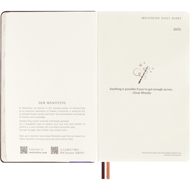 2025-moleskine-limited-edition-harry-potter-accio-5-x-8-25-daily-planner-bordeaux-red-walmart-business-supplies