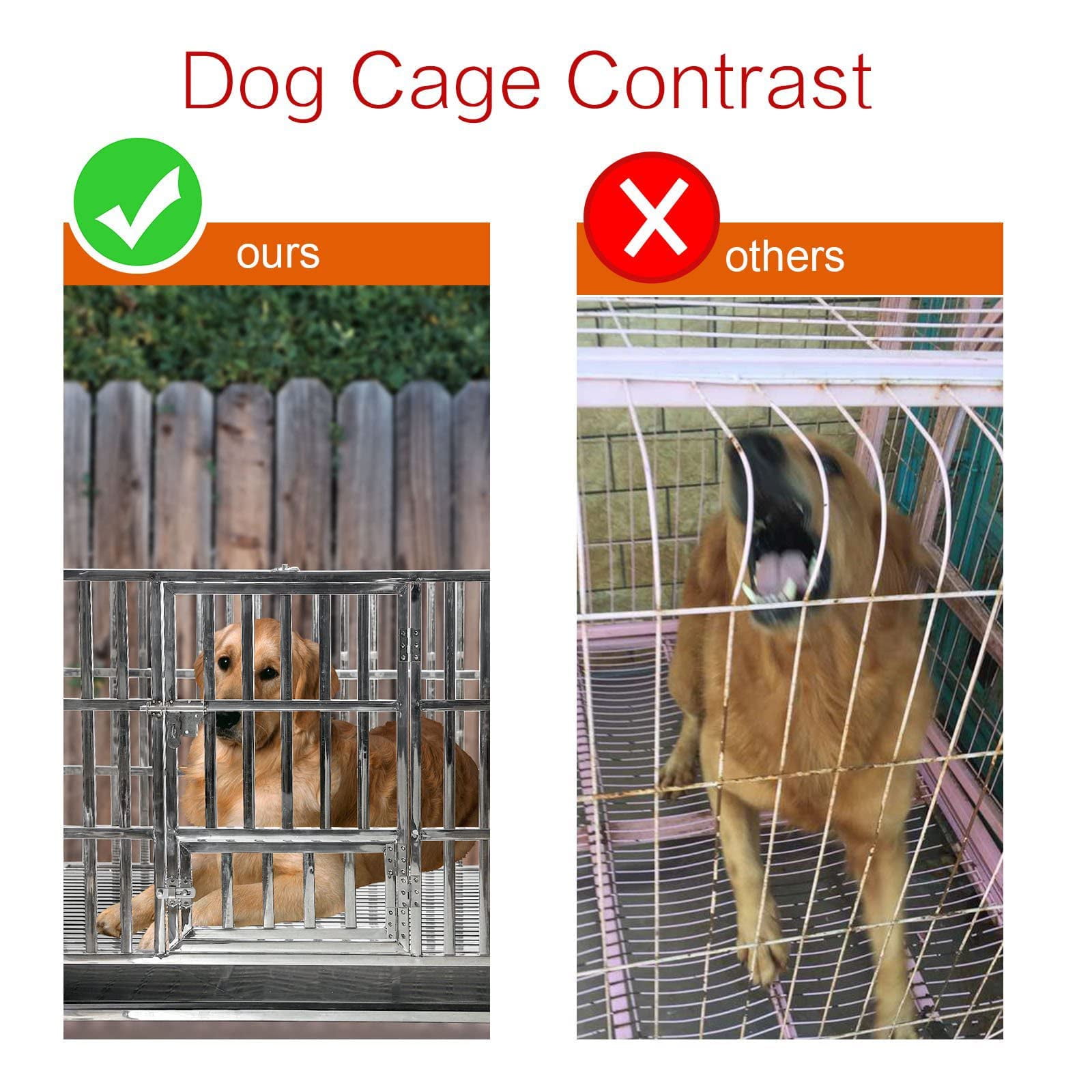 Confote 42" Heavy Duty Stainless Steel Dog Cage Kennel Crate and Playpen for Training Large Dog Indoor Outdoor with Double Doors & Locks Design Included Lockable Wheels Removable Tray No Screw
