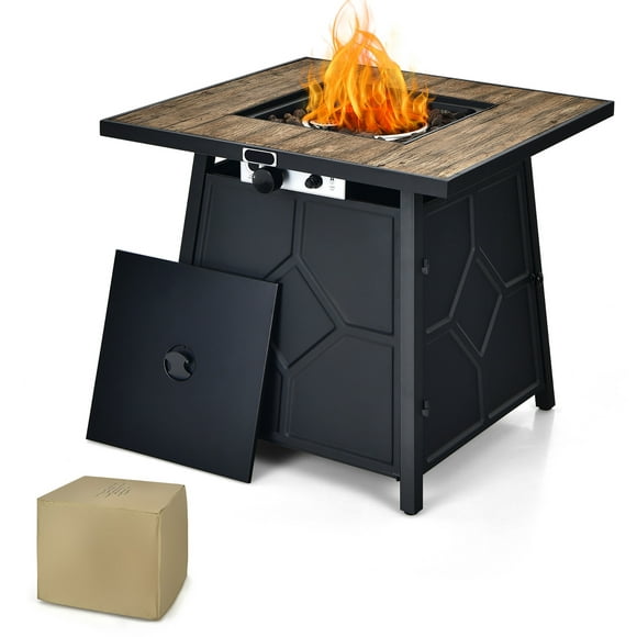 Costway 28 Inches Propane Gas Fire Pit Table  40,000 BTU Outdoor Heater W/Cover