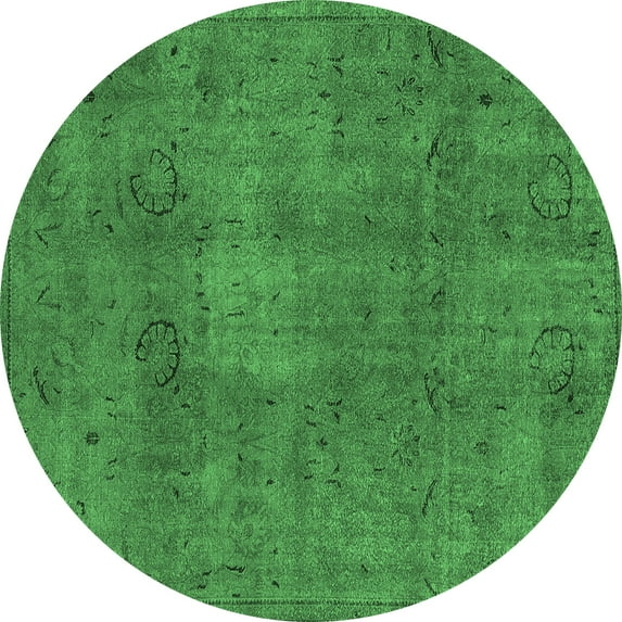 Ahgly Company Indoor Round Oriental Emerald Green Industrial Area Rugs, 5' Round