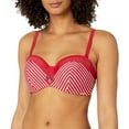 thumbnail image 2 of Panache RED/WHITE Britt Stripe Bandeau Bikini Swim Top, US 30H, UK 30FF, 2 of 7