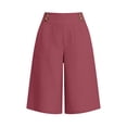 thumbnail image 4 of ClodeEU Women's High Waist Linen Blend Bermuda Shorts,Relaxed Straight Leg Knee Length Shorts with Pockets Brown,Women's Plus XXXL, 4 of 4
